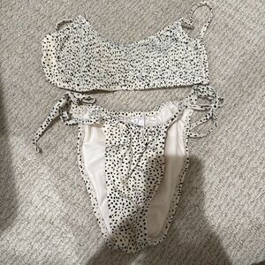 Xhilaration Kids Swim Bikini - White with Black Dots